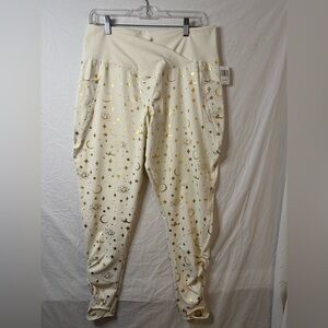 Disney XL Cream Gold Celestial Yoga Leggings Jasmine Aladdin Print Pockets